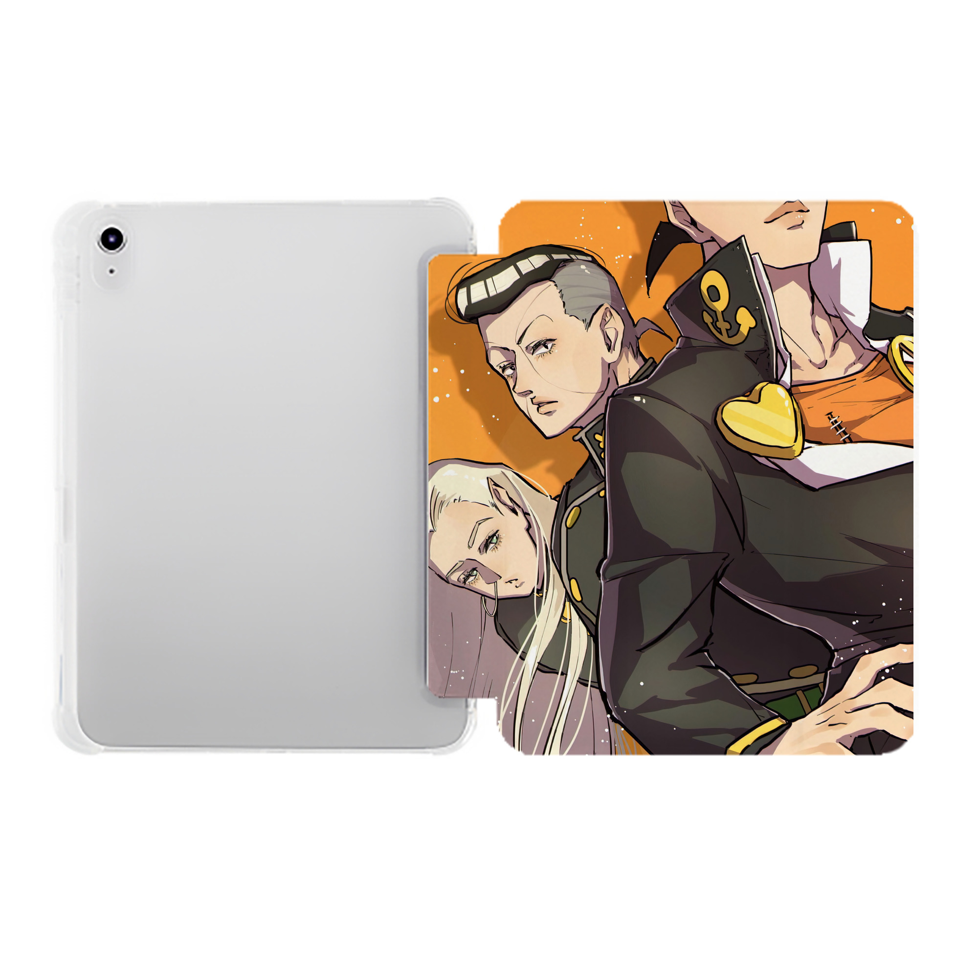（画像用） ジョジョの奇妙な冒険 JoJo's Bizarre Adventure IPad ケース ペン収納付き 三つ折りスタンド PUレザー×シリコン 対応機種9.5/10.5/10.9インチ